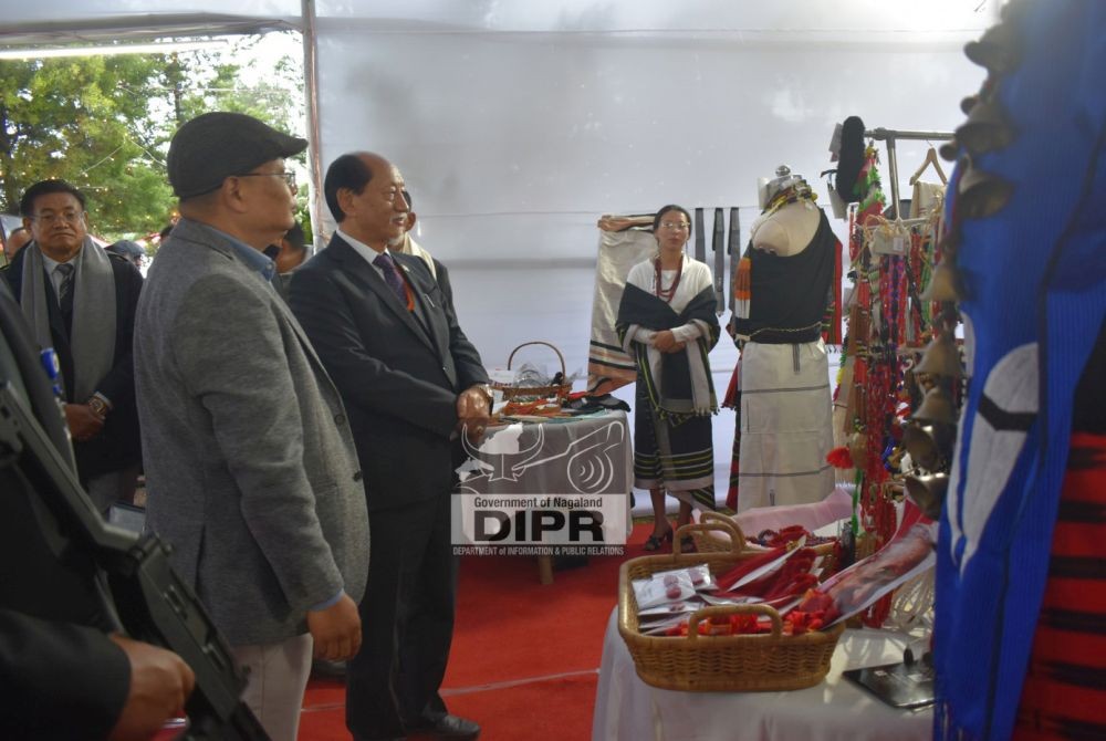 Chief Minister, Neiphiu Rio after the inauguration of MykiFest at Nagaland Heritage Village, Kisama, Kohima on December 1. (DIPR Photo)